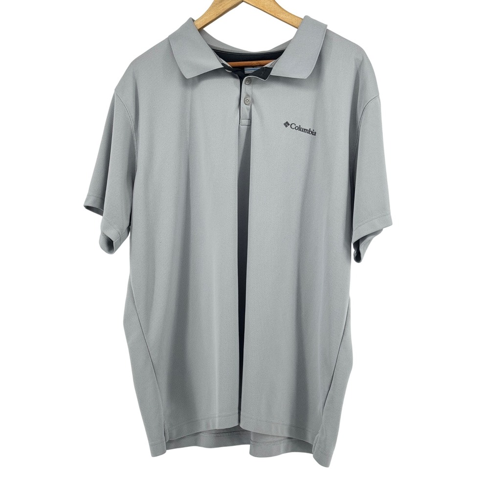 Columbia Mens Omni-Wick Polo Shirt XXL Grey Textured Short Sleeve Golf Logo